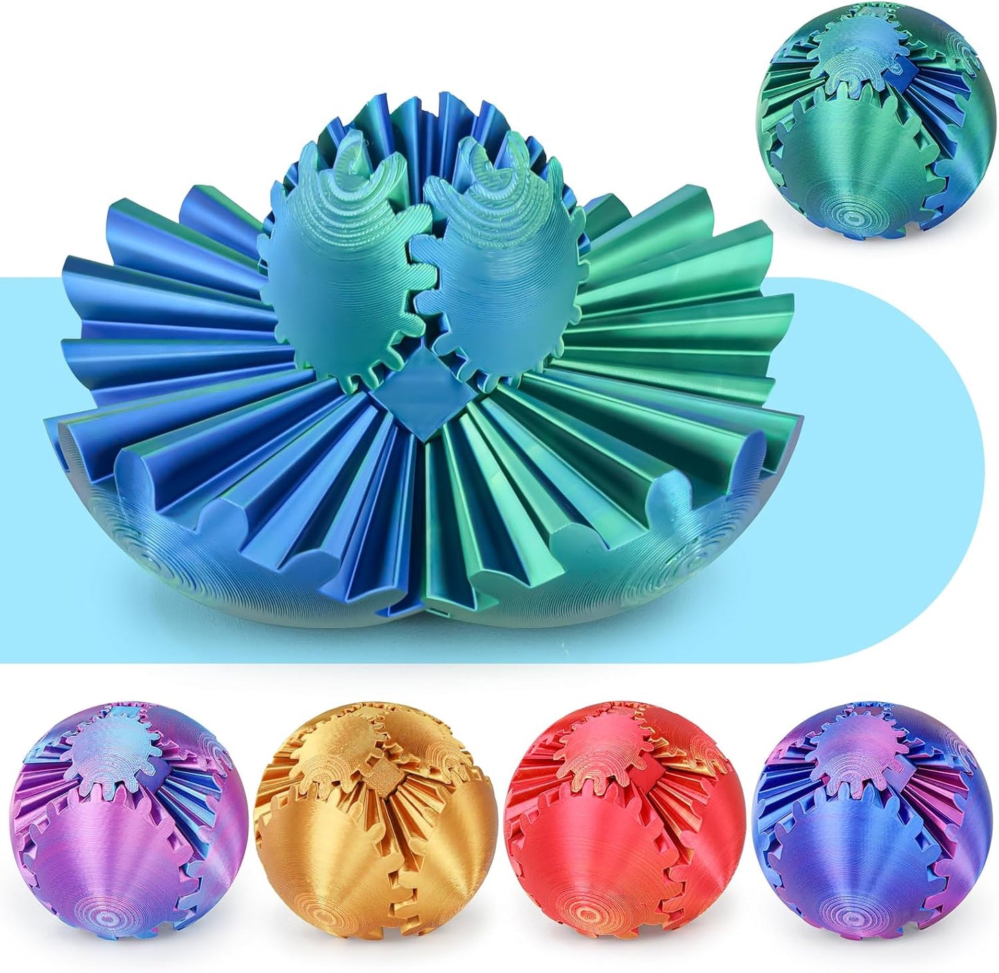 3D printed gear ball fidget toy, stress relief desk spinner for adults