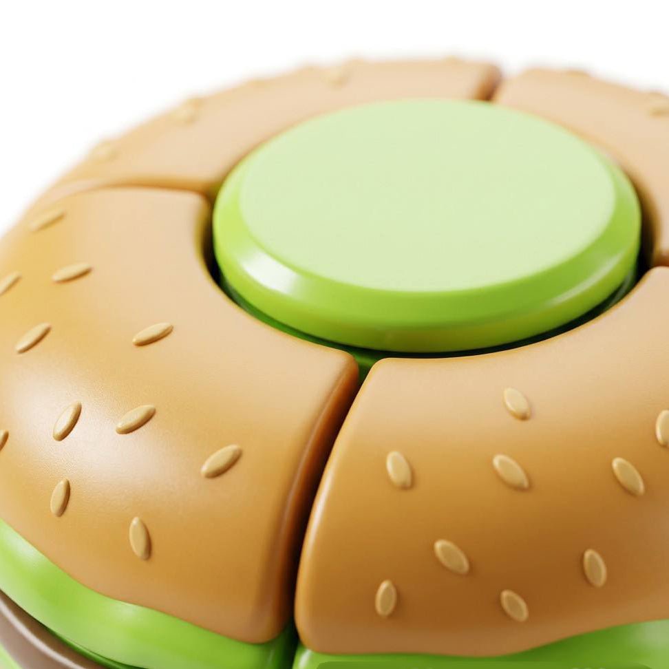 3D Printed Hamburger Fidget Spinner | Press-to-Spin Desk Toy