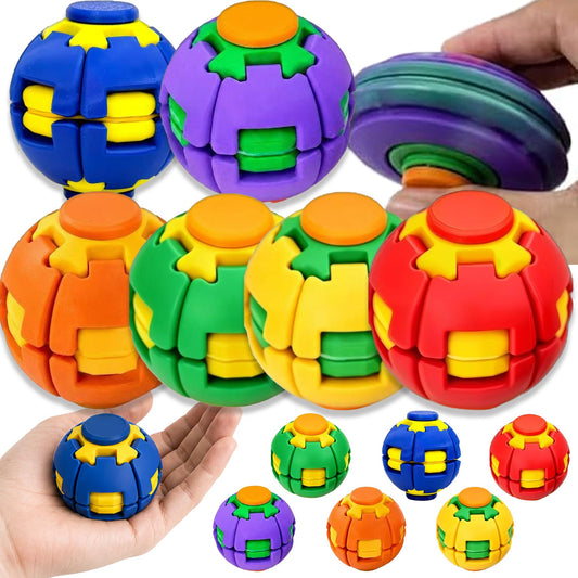 3D Printed Press to Spin Fidget Ball Spinner Toy, 2-in-1 Push & Rotate Stress Relief Desk Toy, Portable Sensory Decompression Fidget for Adults Anxiety Relief