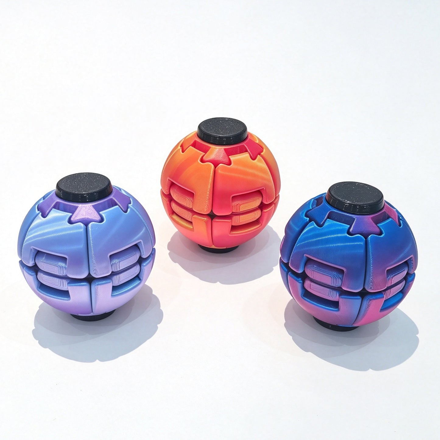 Colorful 3D printed puzzle fidget ball, stress relief desk toy for adults