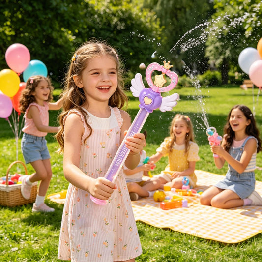 Fairy wand water gun shooting water stream – kids beach battle toy with wing design
