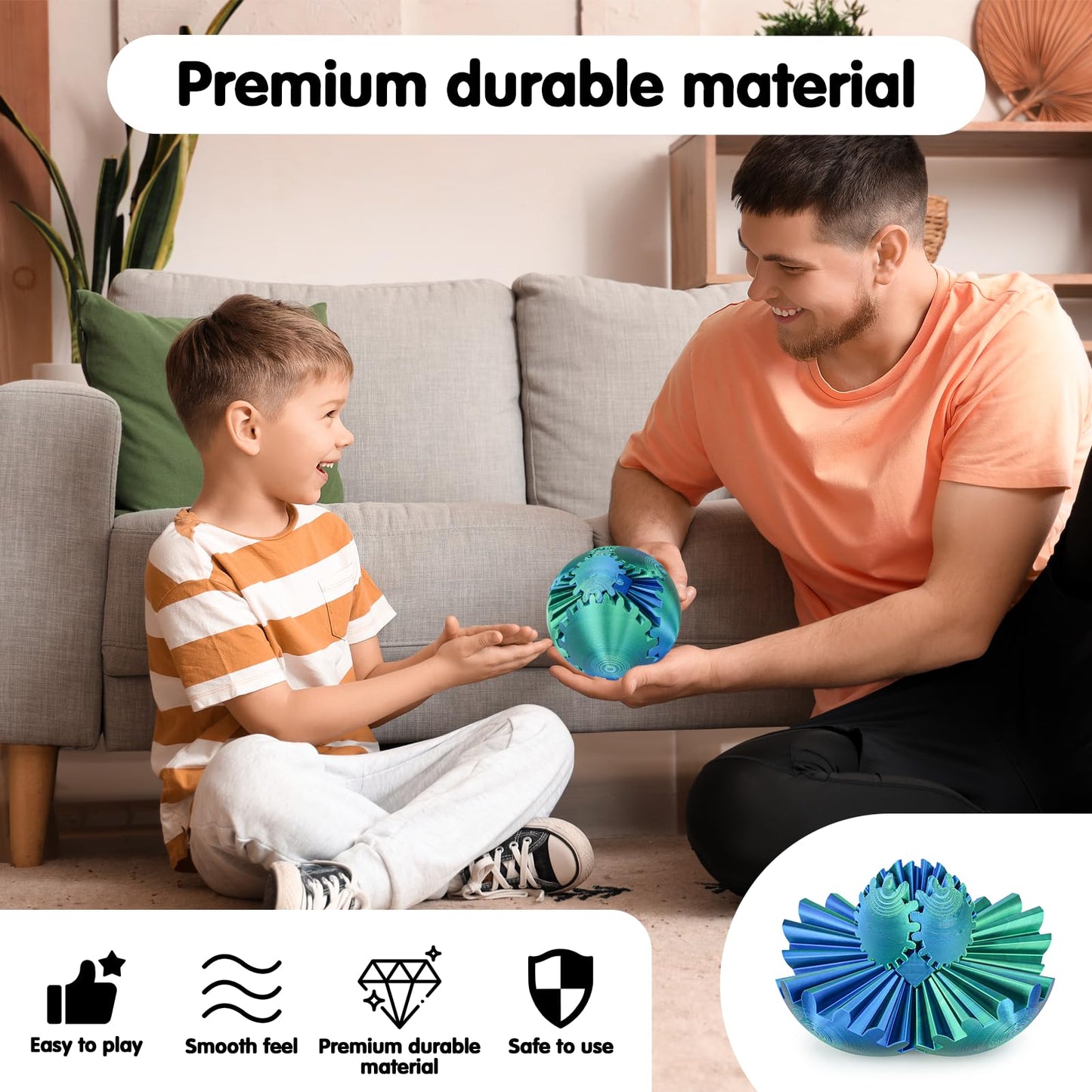 Gear Ball 3D Printed Cube Fidget Toy,Gear Sphere Fidget Toys,Sensory Toys for Stress and Anxiety Relief, Desk Toy Fidget Spinners,Stocking Stuffers for Adults & Kids Gift