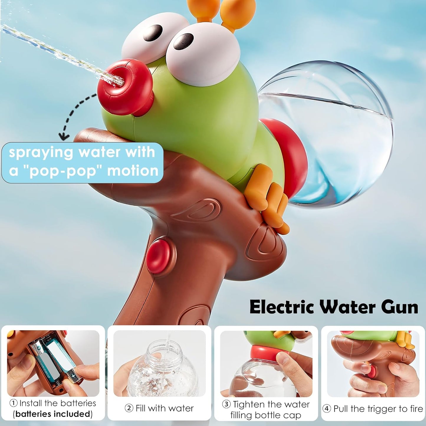 Ant Electric Water Gun for Kids | Auto Battery-Powered Squirt Blaster|water gun