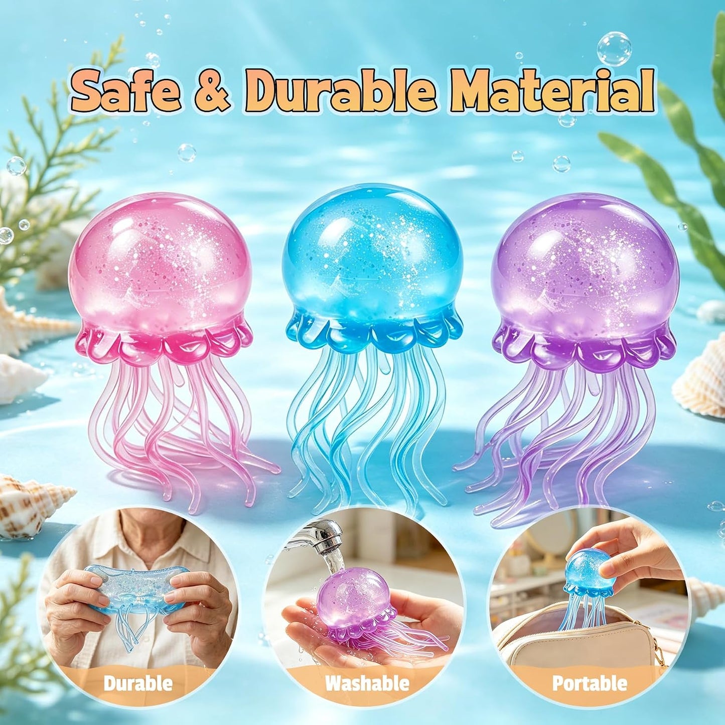 Jellyfish Squeeze Toy,2.16inch Jellyfish Squishy Malt Sugar Balls Filled Squishy Sensory Fidget Toy,Ultra Soft Moldable Slow Rise Stress Relief Toy for Adults Anxiety Relief