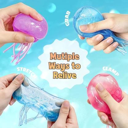 Jellyfish Squeeze Toy,2.16inch Jellyfish Squishy Malt Sugar Balls Filled Squishy Sensory Fidget Toy,Ultra Soft Moldable Slow Rise Stress Relief Toy for Adults Anxiety Relief