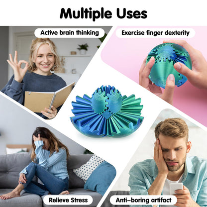 Gear Ball 3D Printed Cube Fidget Toy,Gear Sphere Fidget Toys,Sensory Toys for Stress and Anxiety Relief, Desk Toy Fidget Spinners,Stocking Stuffers for Adults & Kids Gift