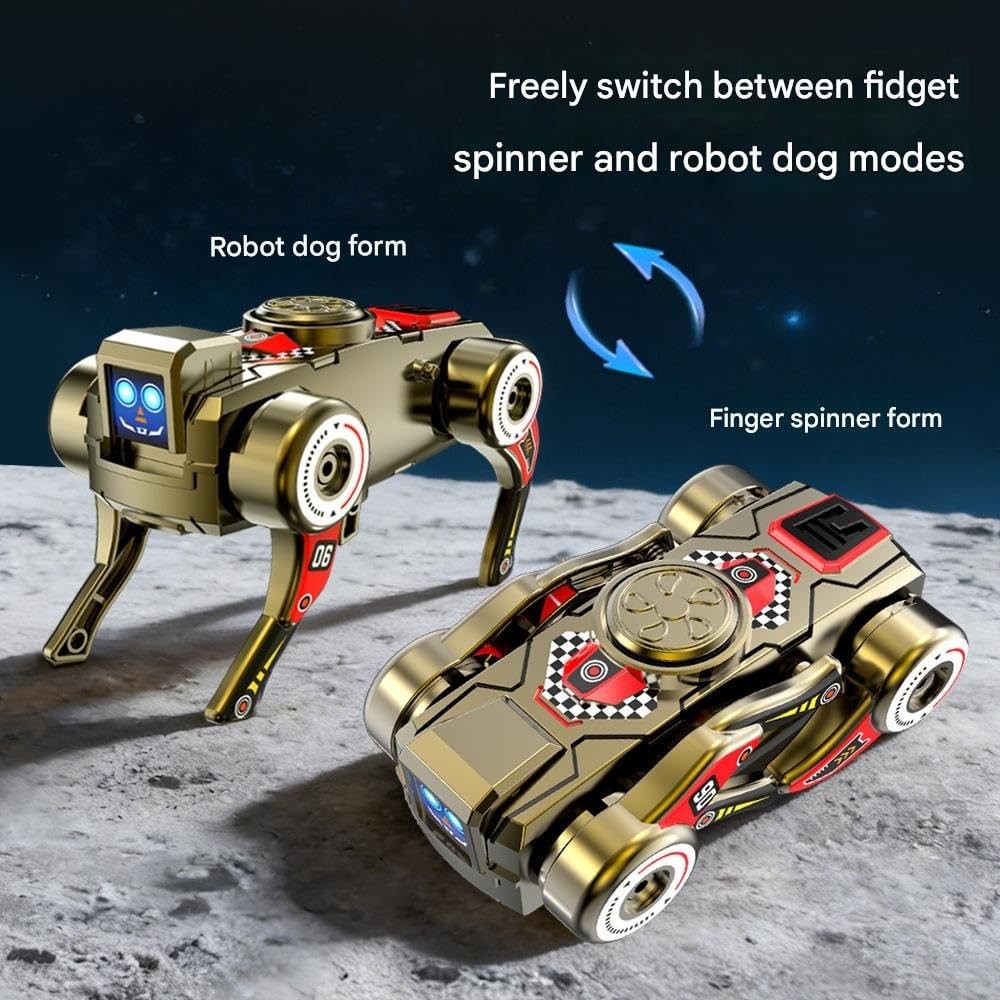 3PCS Transforming Robot Dog Fidget Spinner, No Battery Needed Windup Walking, Cool Gadget Gift for Teens