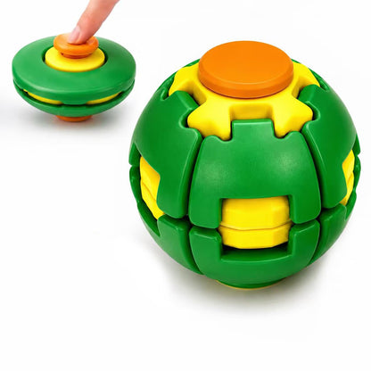 3D printed fidget ball spinner, press-to-spin stress relief toy
