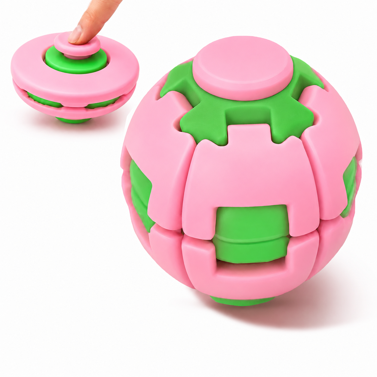 Rotatable gear ball fidget spinner, compact stress relief toy