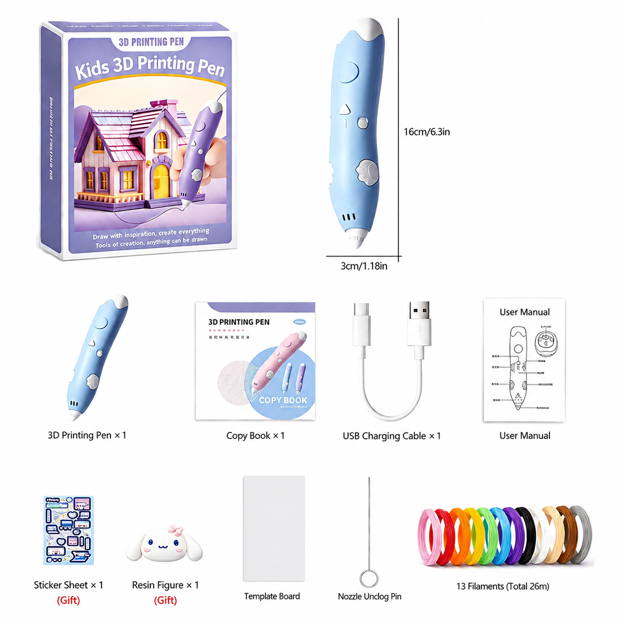 3D Printing Pen for Kids Ages 6+ | Safe DIY Craft & STEM Creative Toy