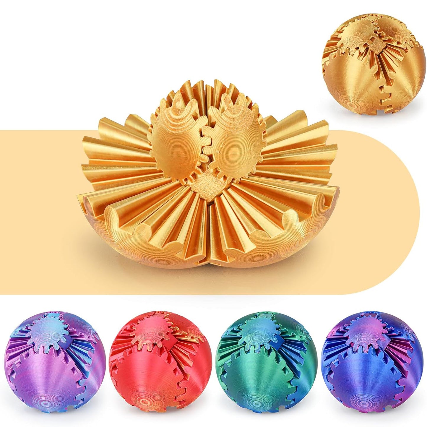3D printed gear ball fidget toy, stress relief desk spinner for adults