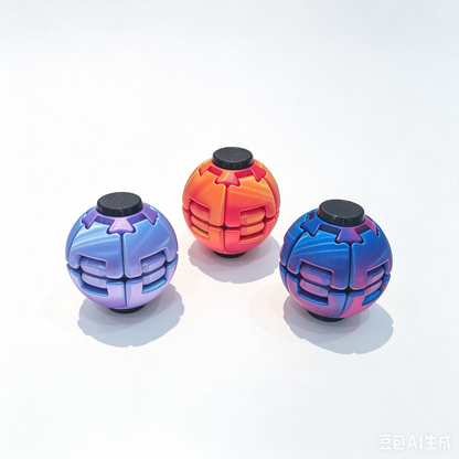 3D Printed Press-to-Spin Fidget Ball Spinner – Sensory Anxiety Relief Toy for Adults
