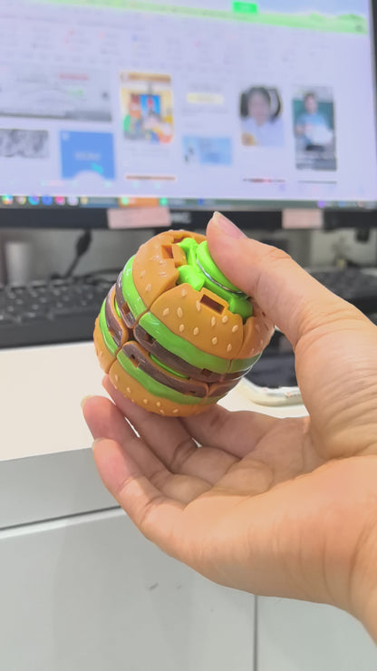 3D Printed Hamburger Fidget Spinner | Press-to-Spin Stress Relief Desk Toy